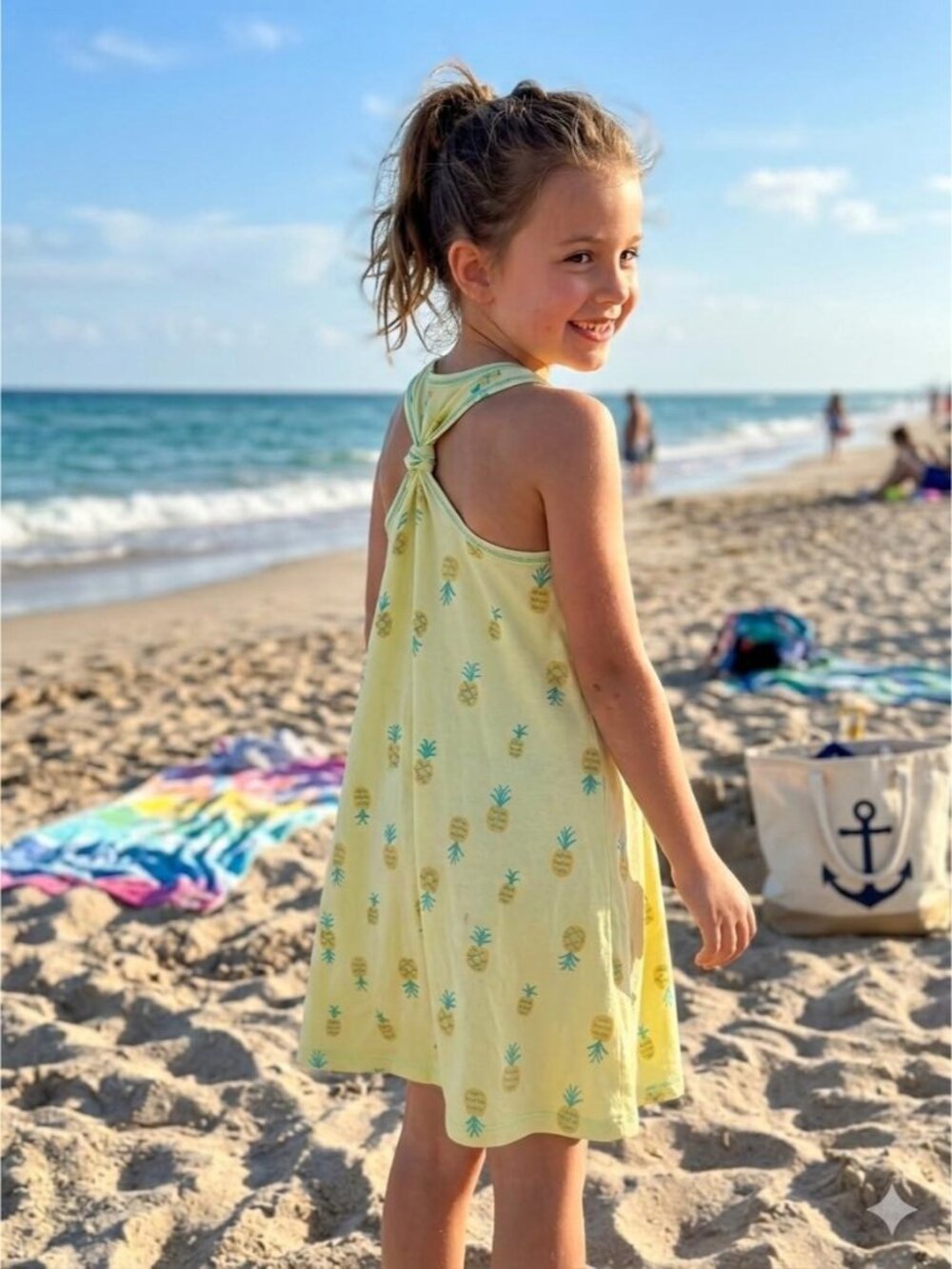 Cat & Jack BCI Better Cotton Girls Lemon Pineapple Dress Size 7/8 • Flowy Summer